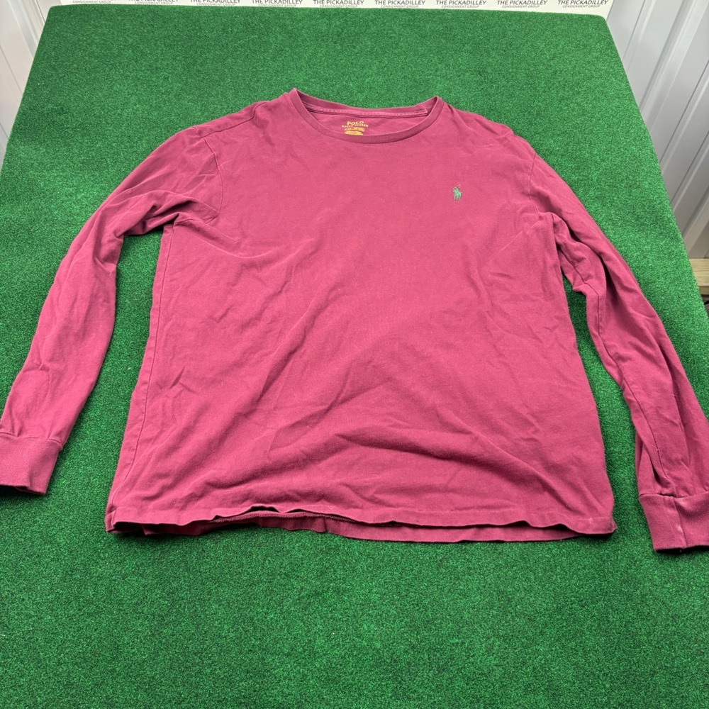 Polo Ralph‎ Lauren Mens Long Sleeve Large T-Shirt Burgundy Crew Neck Casual Top